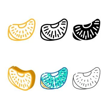 Slice mandarin clementine variations color icon vector 스톡 일러스트
