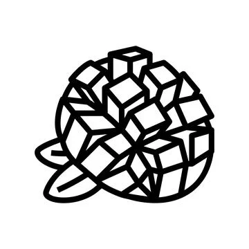 Slice mango cube leaf line icon vector illustration Stock Illustration