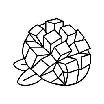 Slice mango cube leaf line icon vector illustration Stock Illustration