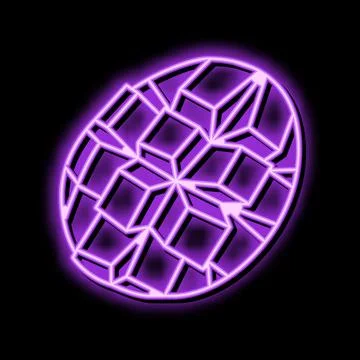 Slice mango cube neon glow icon illustration 스톡 일러스트