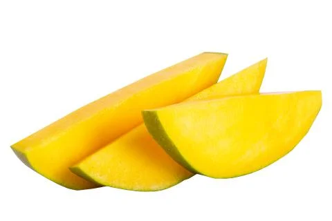 Slice mango fruit isolated on white Stock Photos