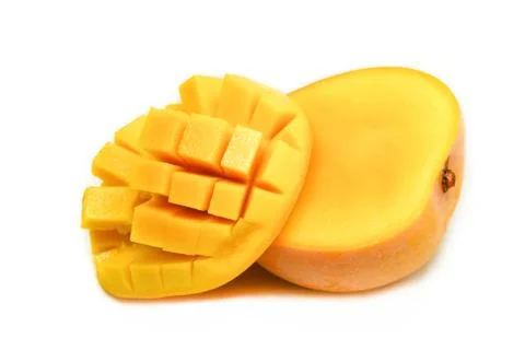 Slice mango isolated on white background - tropical fruit summer Stock Photos