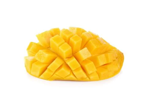 Slice of mango on a white background. Stock Photos
