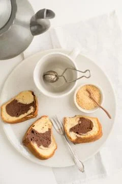 Slice of marble cake Stock Photos