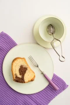 Slice of marble cake Stock Photos