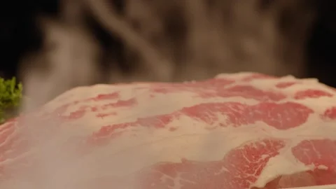 Slice of Meat Icy Yummy Fresh Video stock 156859622