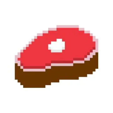 Slice meat pixel art. pork on bone 8 bit. Piece of Beef beefsteak Old school  Stock Illustration