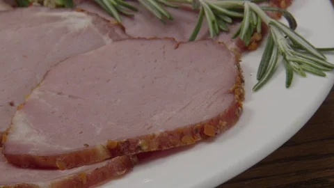 Slice of Meat Put on a Plate with Meat and Vegetables 2 Stock Footage 73005565