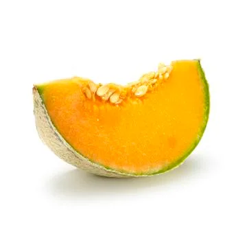 Slice of melon isolated on white with shadow Stock Photos
