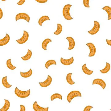 Slice of Melon Vector Seamless Pattern on White Stock Illustration