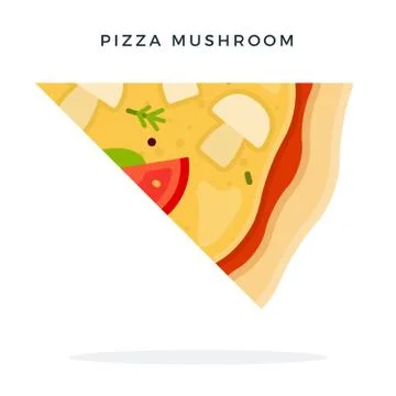 Slice of mushroom pizza vector flat isolated Stock Illustration