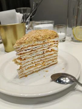 Slice of Napoleon Cake Foto stock