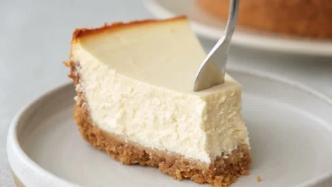 Slice of new york cheesecake Stock Footage 143851519