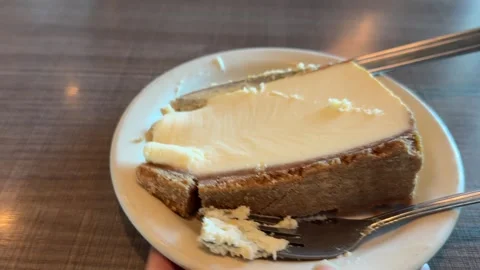 Slice of New York Stlye Cheese Cake Stock Footage 325553716