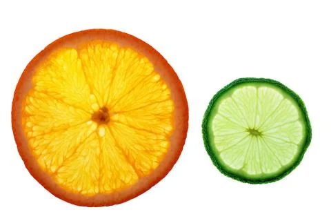 Slice of orange and lemon Stock Photos