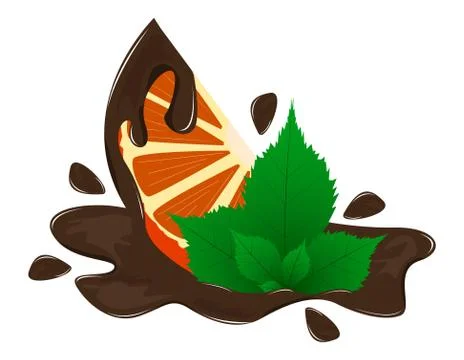 A slice of orange coated with chocolate Stock Illustration