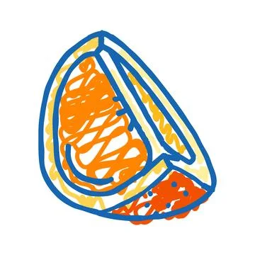 Slice orange cut icon doodle illustration Stock Illustration