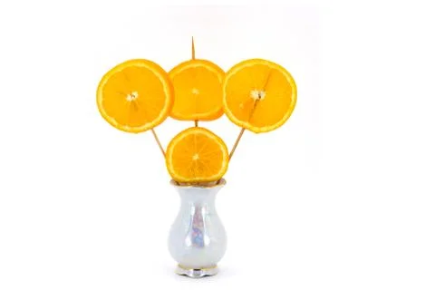 Slice of orange fruit isolated clipping path Stock Photos
