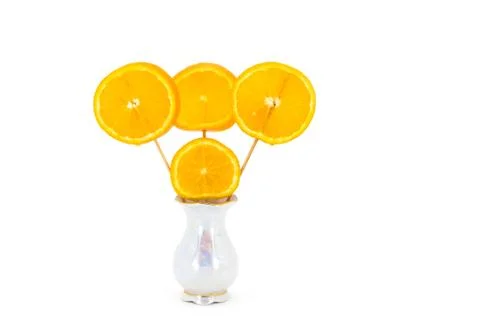 Slice of orange fruit isolated clipping path Stock-Fotos