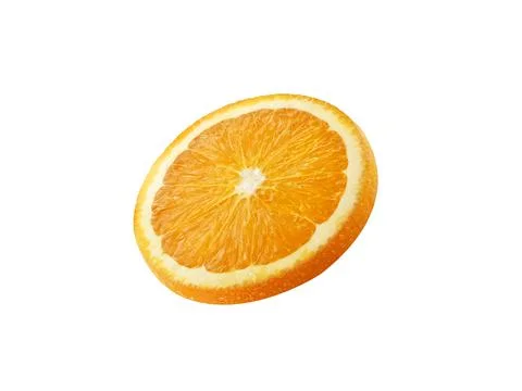 Slice of orange fruit isolated on white background Foto stock