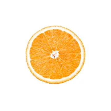 Slice of orange, half of orage fruit slice isolated on white. Stock Photos