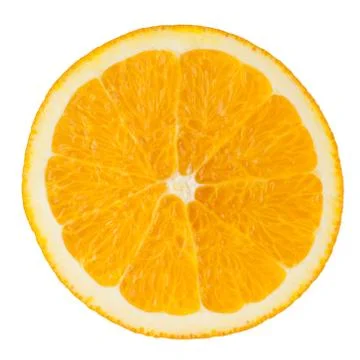 Slice of orange isolated on white background Stock Photos