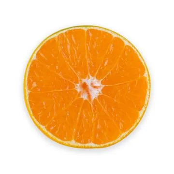 Slice of orange isolated on white background with clipping path Stock Photos