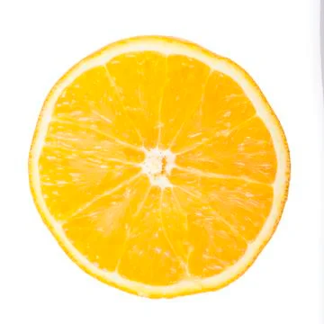Slice of orange isolated on white background Stock Photos