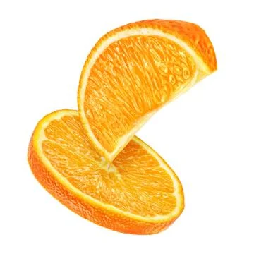 Slice of orange isolated on white background Stock Photos