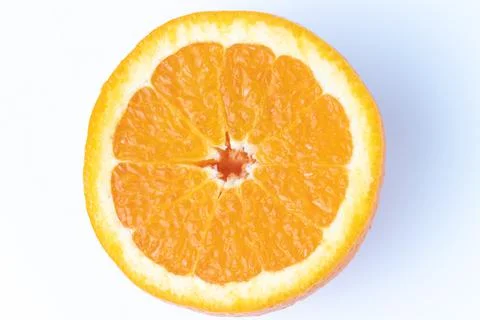Slice of orange isolated on white Stockfoto's