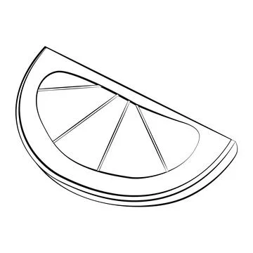 A slice of orange with a thin line. Vector on a white background Stock Illustration