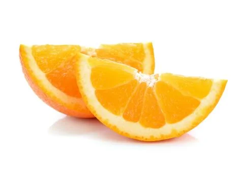 Slice of orange on white background Stock Photos