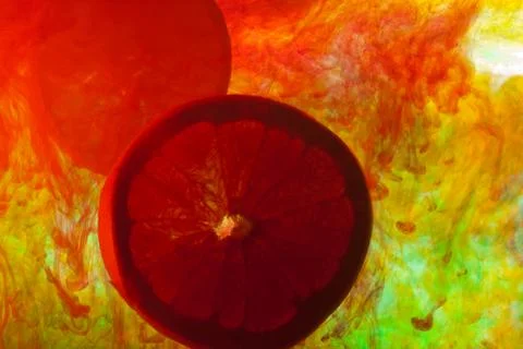 Slice oranges in water Stock Photos