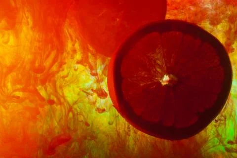 Slice oranges in water Stock Photos