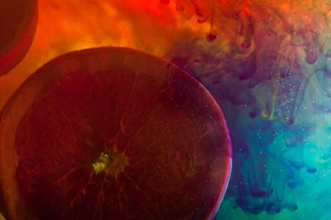 Slice oranges in water Stock Photos