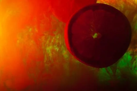 Slice oranges in water Stock Photos