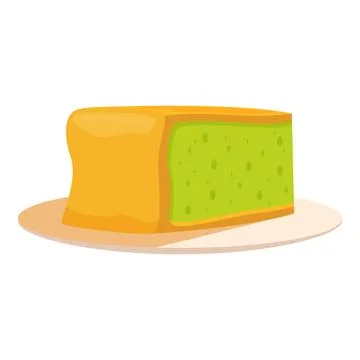 Slice of pandan cake resting on a plate, indulging in sweet delights Stock Illustration