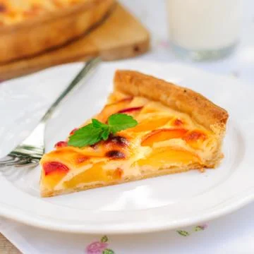 A Slice of Peach Custard Pie Stock Photos