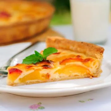 A Slice of Peach Custard Pie Stock Photos