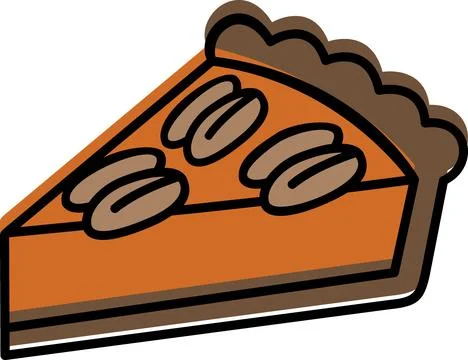 Slice of pecan nut pie dessert Stock Illustration