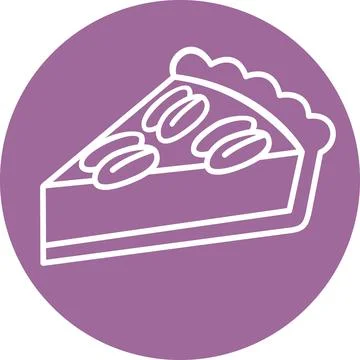Slice of pecan pie icon thanksgiving dessert symbol graphic Stock Illustration