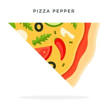 Slice of pepper pizza vector flat isolated Stock Illustration