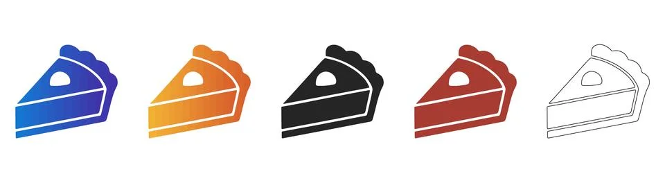 Slice of pie dessert icon in various styles Stock Illustration
