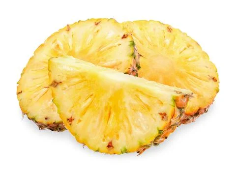 Slice pineapple isolated on white with clipping path Stock Photos