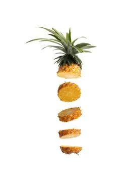 Slice pineapple into pieces stacked together Stock Photos