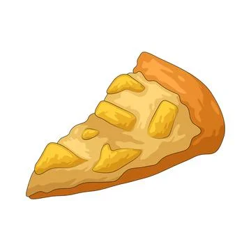 Slice of pineapple pizza illustration Stock Illustration