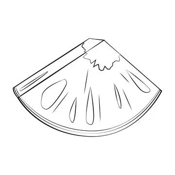 A slice of pineapple with a thin line. Vector on a white background Illustrazione stock