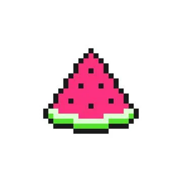Slice of pixelated watermelon with seeds 스톡 일러스트
