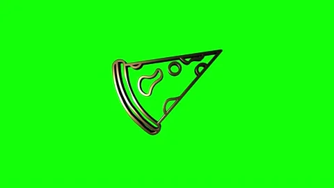 Slice of pizza 3D gold icon isolated on green background. Motion graphics. Stock Footage 153822397