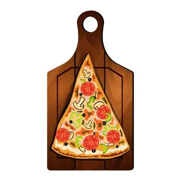 Slice of pizza on the board 스톡 일러스트